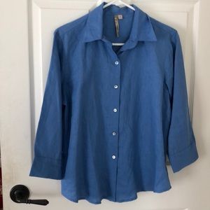 Blue Linen long sleeve Button Down comfy USA